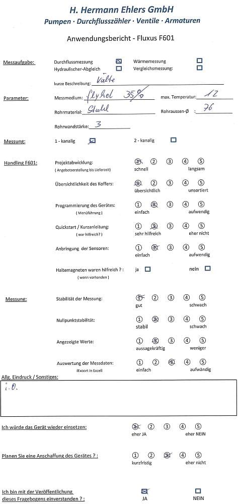 Fluxus F601 mobile Durchflussmesstechnik - Anwendungsbericht