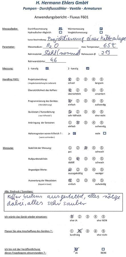 Fluxus F601 mobiles Durchflussmessgerä Erfahrungen
