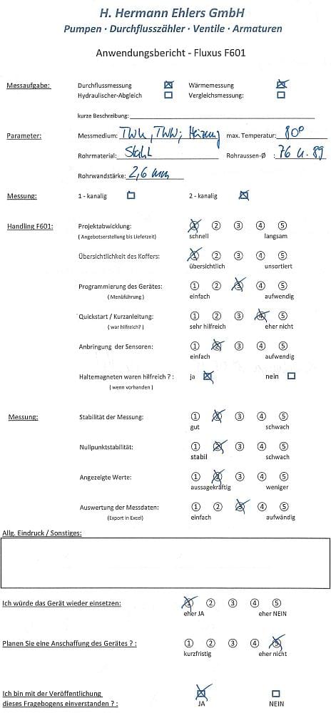 Anwendungsbericht Durchflussmesser Fluxus F601 aufschnall Messung Anwendungsbericht Durchflussmesser Fluxus F601 aufschnall Messung